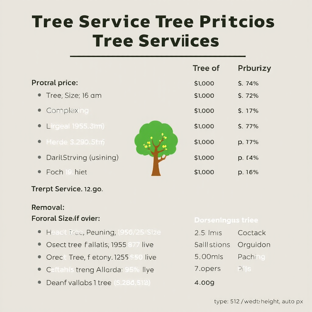 Chart explaining pricing factors for tree services